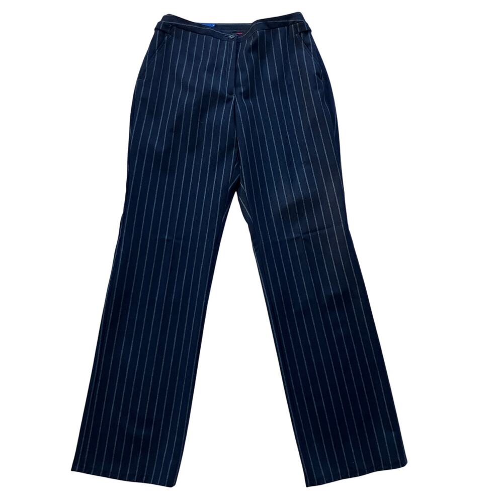 Faconnable Straight Leg Wool Pinstripe Pants 8 Women's Minimalist Old Money 80s